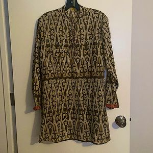 Roberta Roller Rabbit Gold and Brown Ikat Kaftan Tunic Size Small